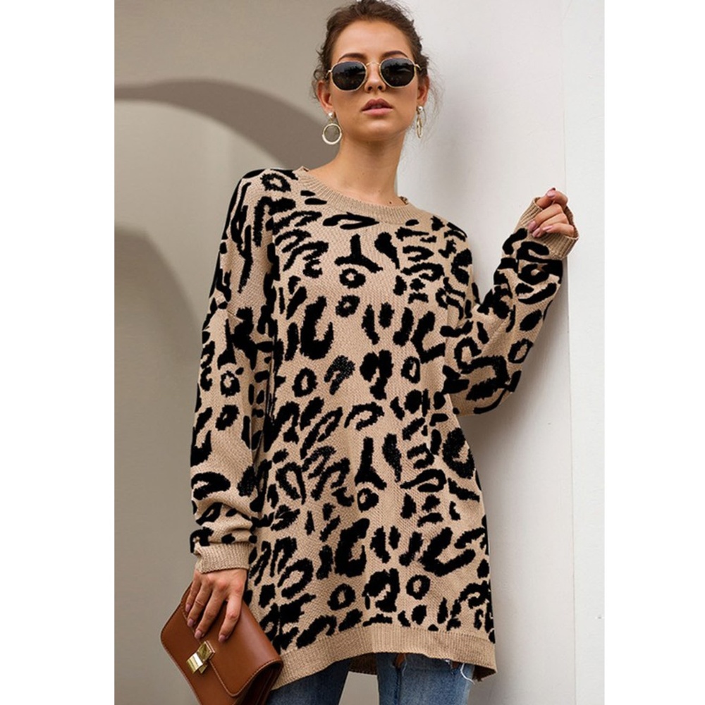 ESLEY Leopard Animal Print Warm Soft Cozy Sweater